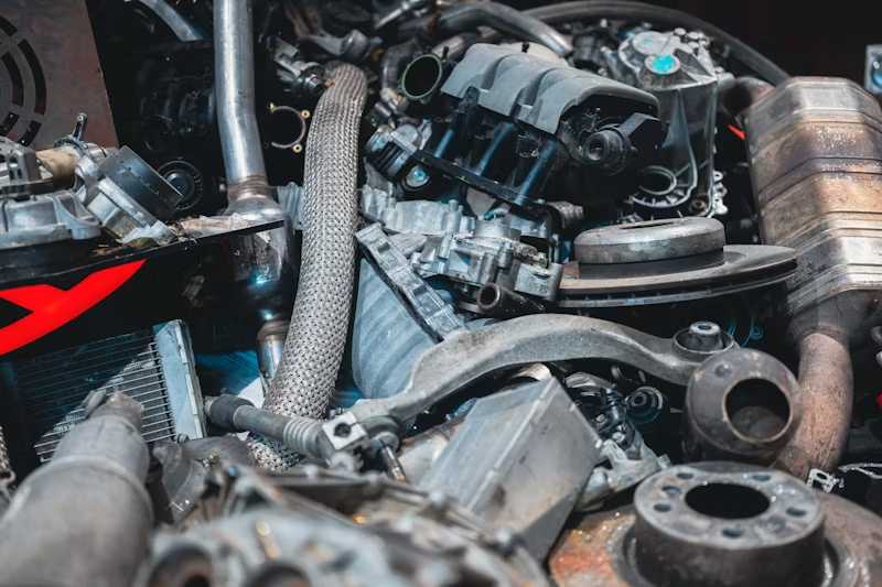 Close-up of old car parts.