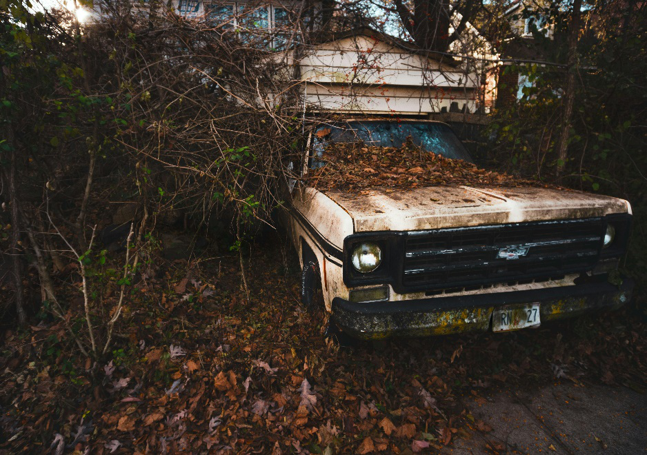 Junk car in a rusty condition