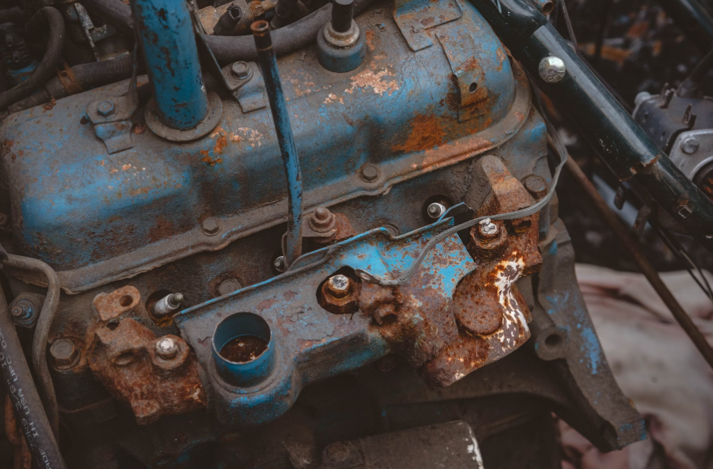 A rusted engine.